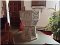 Octagonal stone font at Llanasa Parish Church