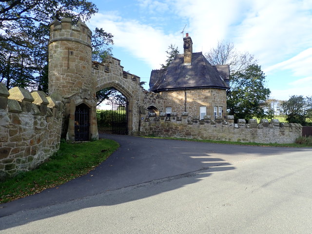 North Lodge and gateway to Gyrn Castle