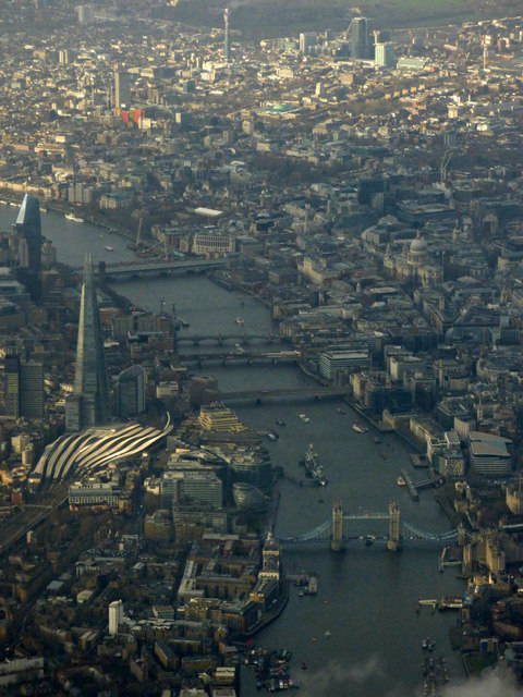 London and the River Thames from the air