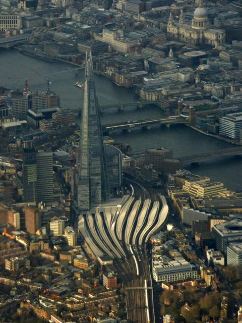London Bridge railway station and The Shard from the air
