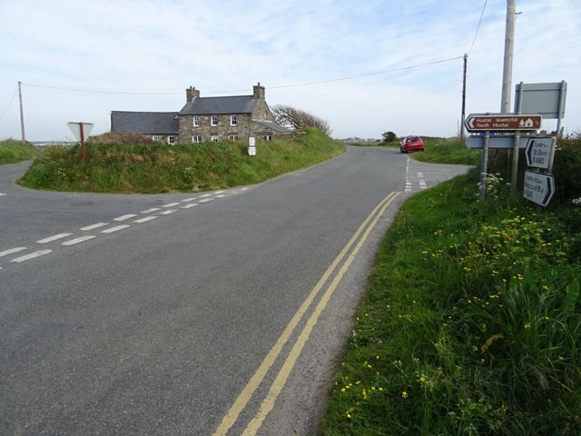 Road junction and Towyn Cottage