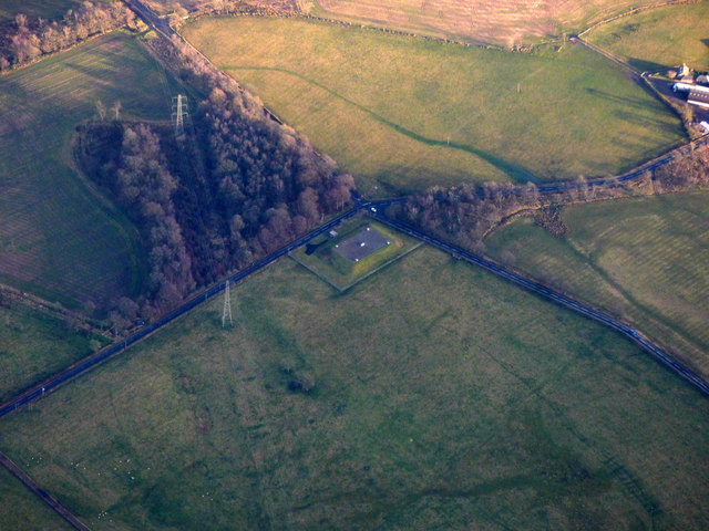 Covered reservoir near Hermand from the air