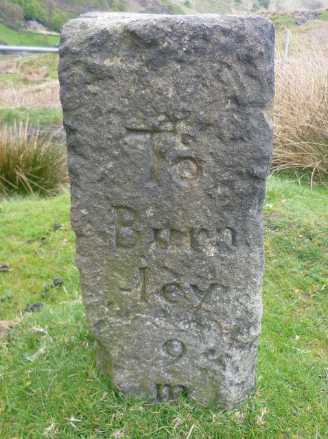 Old Milestone on Reddyshore Scout Gate - Burnley face