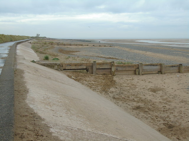 Across the groynes to Rossall Point