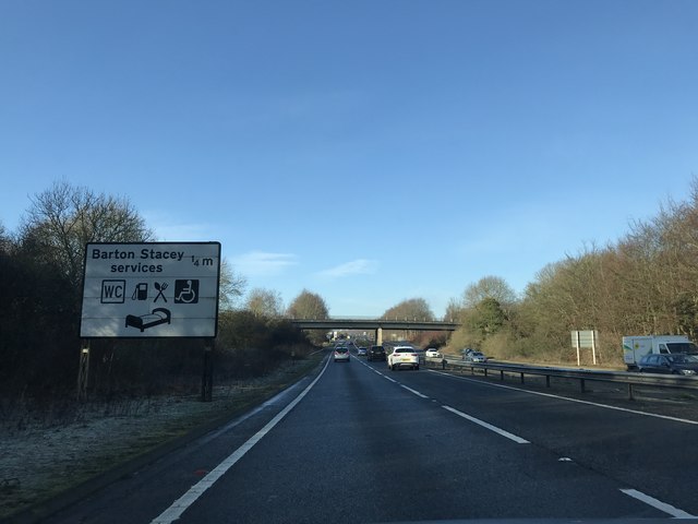 Signage on A303 for Barton Stacey Service