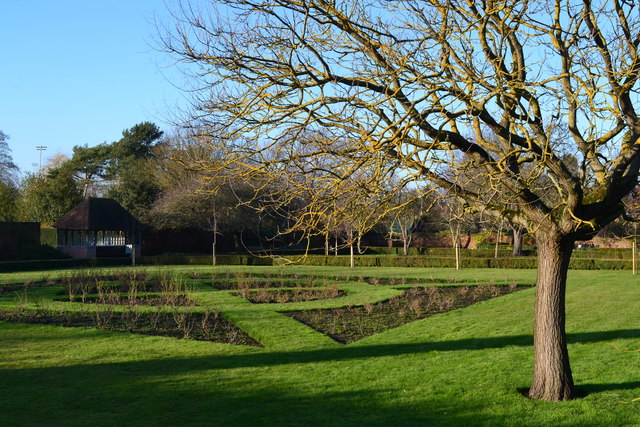 Tree and flowerbeds, Well Hall Pleasaunce