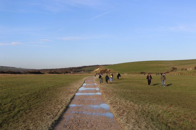 Walkers on the floodplain of the River Cuckmere