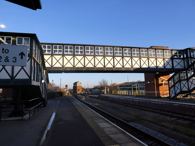 The fine footbridge at Grimsby Town station
