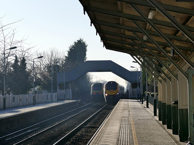 Trains passing at Beeston station
