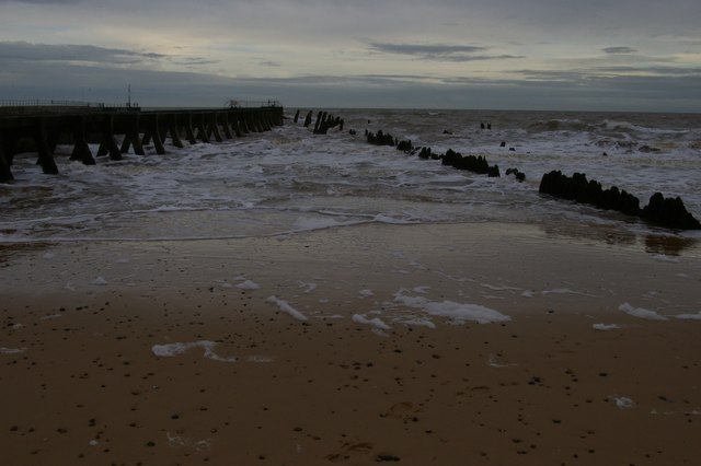 Looking seaward at the mouth of the River Blyth