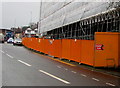 Orange temporary fence, Mill Street, Newport