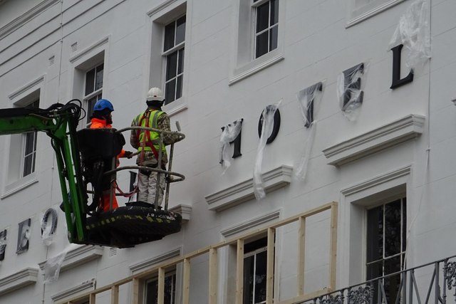 Painters working on the George Hotel
