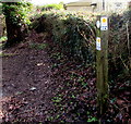 Footpath directions on a wooden post, Machen