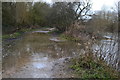 River Stour flooding over the Stour Valley Way at Muscliffe