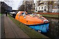 Former lifeboat on the Grand Union Canal