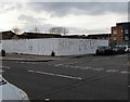 Fenced-off corner of Bute Town, Cardiff