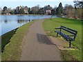 Path and seat beside Stowe Pool