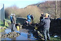 Repairing stone wall, Central Valley LNR