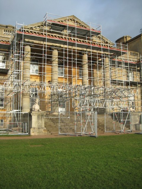 Croome Court under scaffolding