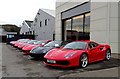 Cars outside the Ferrari dealership, Leeds