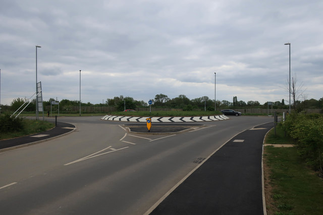 New roundabout on A605 © Hugh Venables :: Geograph Britain and Ireland