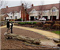 Black handpump in Loftus Garden Village, Newport