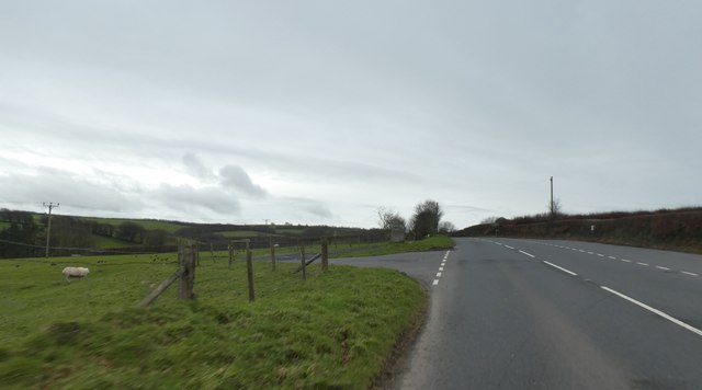 A39 passing entrance to Middle Ranscombe Farm