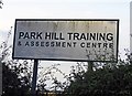 Signs at entrance to Park Hill Training and Assessment Centre 0001