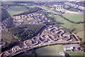 Aerial view to new housing estate at Dyffryn, Newport