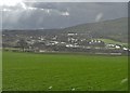 A view of Dove Holes in a wintry squall