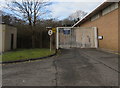 Gate across the Inward Goods entrance, Tesco, St Mellons, Cardiff