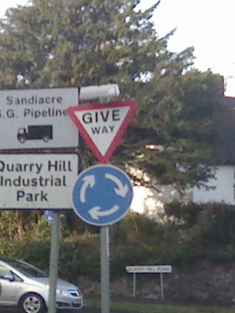 UK Give Way And Mini Roundabout Sign