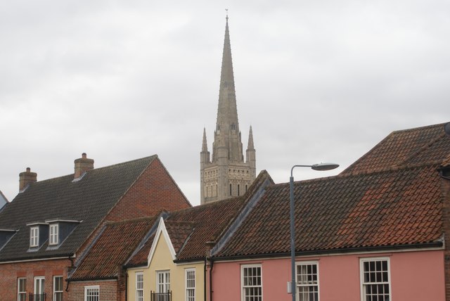 View of Norwich Cathedral from Fye Bridge Street by Robert Lamb