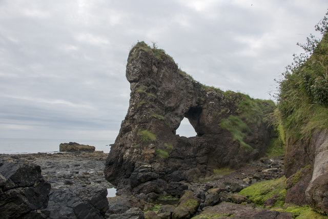 A south-southwesterly view of the Spindle on the Rock by Usan
