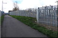 Path past Newport East Grid electricity substation