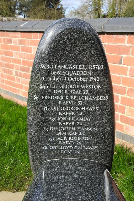 Bleasby Lancaster memorial, Lancaster R5703