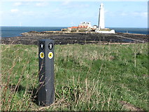 NZ3475 : England Coast Path Signage, Near Curry's Point, Whitley Bay by Geoff Holland