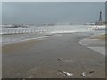 SD3034 : An hour after high tide, Central Beach, Blackpool by Christine Johnstone