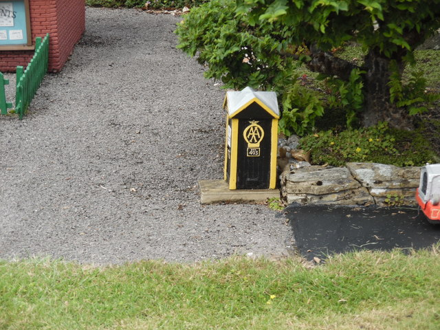 A miniature AA Telephone Box at Bekonscot Model Village