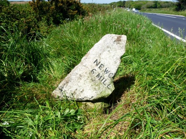 Old Milestone by the A3059, east of St Columb Major