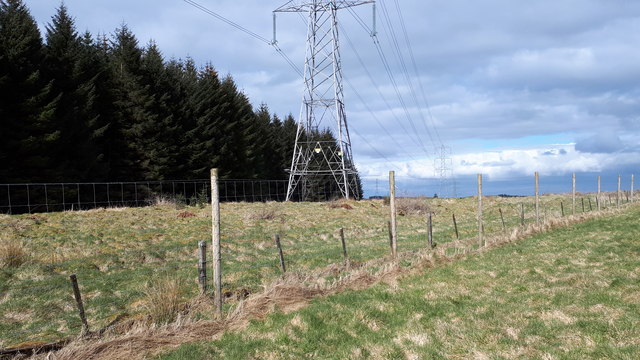 Grid line near ruined Muirhead