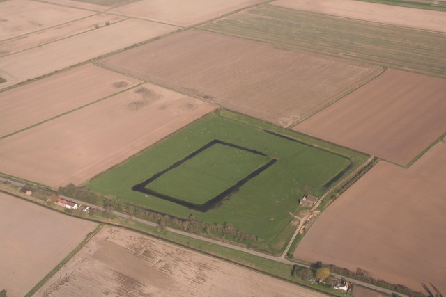 Moated site of Newhall Grange, north of Northgate and West Pinchbeck: aerial 2020 (2)