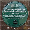 Green plaque at Malvern College