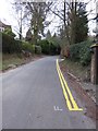 Road markings in Highercombe Lane