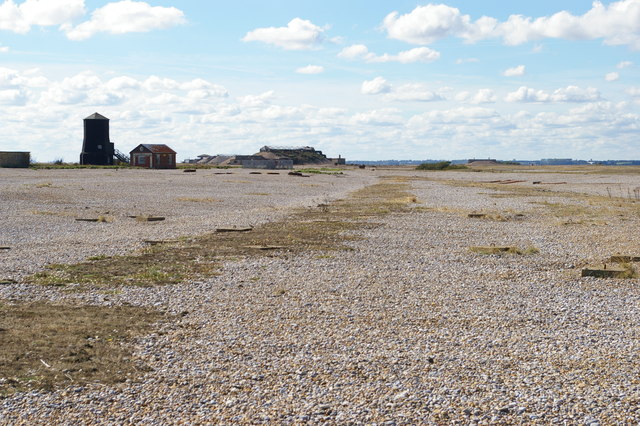 Derelict military buildings on Orford Ness