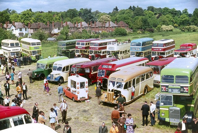 Bus rally at Stratford upon Avon, 1970
