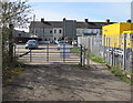 ST3189 : Gate across cycle route 88, Crindau, Newport by Jaggery