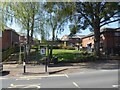 Bus shelter by ruins of St Loye