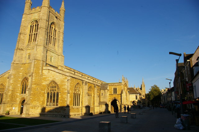 Peterborough: Church Street and the church of St John the Baptist