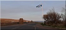 NT6906 : Saltire at the Scottish border at Carter Bar by Mike Pennington
